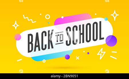 Torna a scuola, bolla del discorso. Banner, poster, bolla del discorso Illustrazione Vettoriale