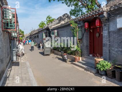 Hutong tradizionale - vecchi quartieri residenziali, Pechino Foto Stock