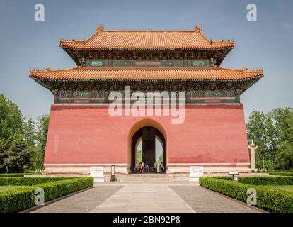 'Divine Merit and Sage Virtue Stele Pavilion', Tombe Ming, vicino Pechino Foto Stock