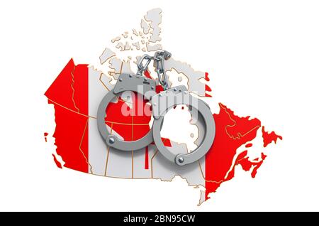 Crimine e punizione in Canada Concept, rendering 3D isolato su sfondo bianco Foto Stock