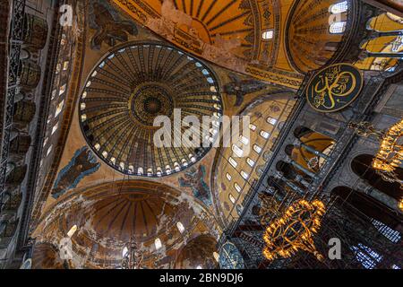 Interno di Hagia Sophia a Istanbul, Fatih, Turchia Foto Stock