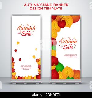 Autunno stand banner roll up design Illustrazione Vettoriale