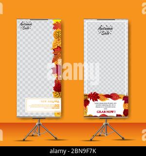 Autunno stand banner roll up design Illustrazione Vettoriale