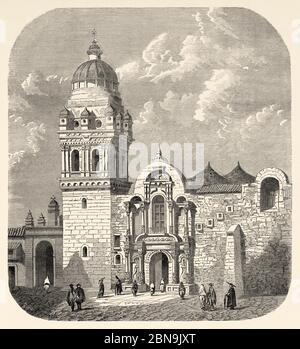 Chiesa e Convento di nostra Signora della Misericordia (Iglesia de la Merced) Cusco 19 ° secolo. Perù, America del Sud. Antica illustrazione incisa del 19 ° secolo, le Tour du Monde 1863 Foto Stock