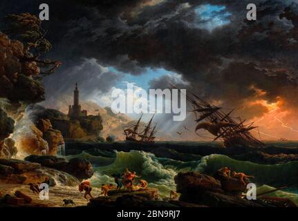 Un relitto in Stormy Seas (Tempete) - Joseph Vernet, 1773 Foto Stock