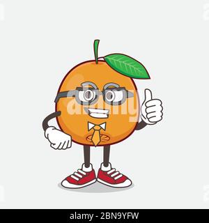 Un'illustrazione di Navel Orange cartoon uomo d'affari mascotte personaggio che indossa cravatta e occhiali Illustrazione Vettoriale