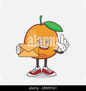 Un'illustrazione di Navel Orange cartoon uomo d'affari mascotte personaggio che indossa cravatta e occhiali Illustrazione Vettoriale