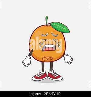 Un'illustrazione del personaggio della mascotte Navel Orange Cartoon con lavagna bianca Illustrazione Vettoriale