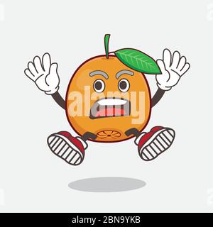 Un'illustrazione del personaggio della mascotte Navel Orange Cartoon con lavagna bianca Illustrazione Vettoriale