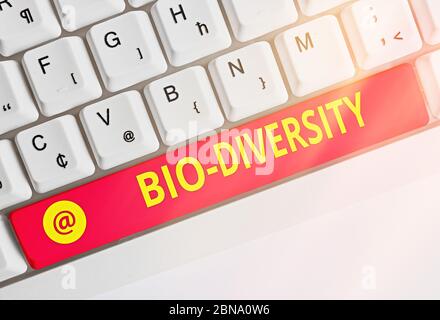 Segno di testo che mostra Bio Diversity. Testo foto di affari varietà di organismi viventi Fauna marina ecosistema Habitat Foto Stock