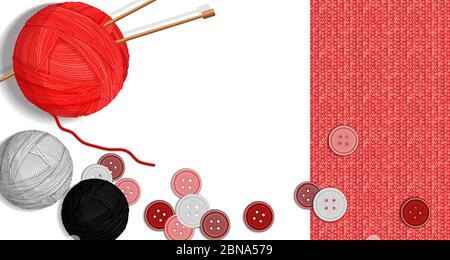 Tabella colorati con prodotti artigianali fatti a mano per la tessitura e la cucitura di illustrazione vettoriale Illustrazione Vettoriale