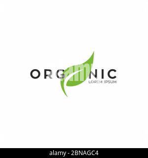 Logo di parola ORGANICA . Icona ecologia - isolato su sfondo bianco. Grafica, mnemonica editabile, illustrazione Foto Stock