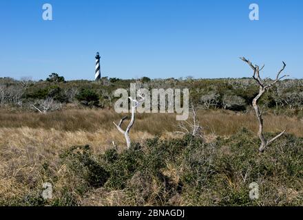 Faro di Cape Hatteras vicino a Buxton sull'isola di Hatteras nel North Carolina Foto Stock