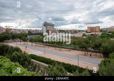 Madrid, Spagna. 14 maggio 2020. Opere di demolizione al Vicente Calderon, Atletico de Madrid vecchio stadio 13-05-2020 Credit: CORDON PRESS/Alamy Live News Foto Stock