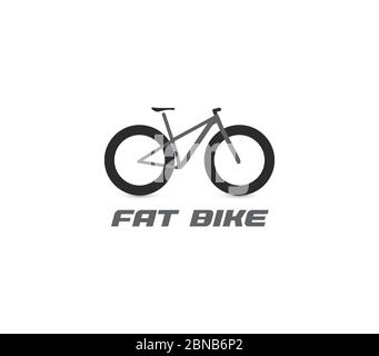 Logo della silhouette della mountain bike Black Fat. Logotipo di bicicletta per tutti i terreni. Icona del ciclismo professionale. Bici da fondo, cartello per la bicicletta. Illustrazione Vettoriale