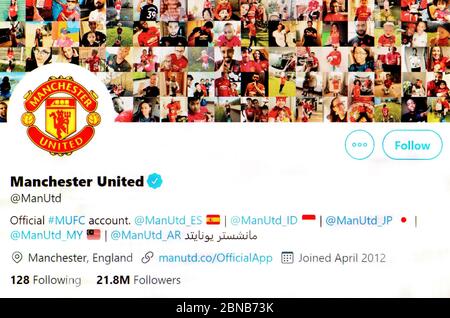 Twitter page (maggio 2020) Manchester United Football Club Foto Stock