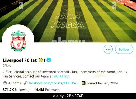 Pagina Twitter (Maggio 2020) Liverpool Football Club Foto Stock