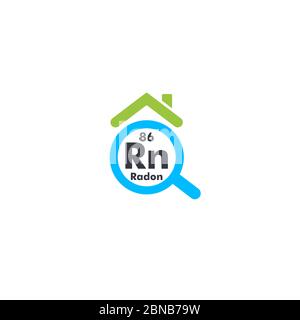 Test radon domestico, rilevamento logo kit di primo allarme Illustrazione Vettoriale