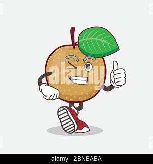 Un'illustrazione del personaggio della mascotte cartoon di Nashi Pear che fa un gesto di Thumbs up Illustrazione Vettoriale