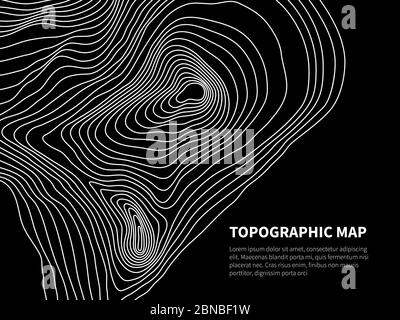 Mappa dei contorni. Cartografia linea rilievo grafico vettore sfondo geometrico. Cartografia e sfondo topografico, area illustrazione di rilievo fisico Illustrazione Vettoriale