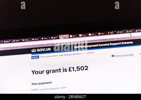 Regime di sostegno al reddito da lavoro autonomo, sovvenzione, sovvenzione autonoma, sovvenzione HMRC, lavoratori autonomi, regime di sostegno al reddito, sovvenzione alla covid 19, domanda, Gov.UK, Foto Stock