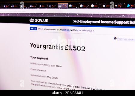 Regime di sostegno al reddito da lavoro autonomo, sovvenzione, sovvenzione autonoma, sovvenzione HMRC, lavoratori autonomi, regime di sostegno al reddito, sovvenzione alla covid 19, domanda, Gov.UK, Foto Stock