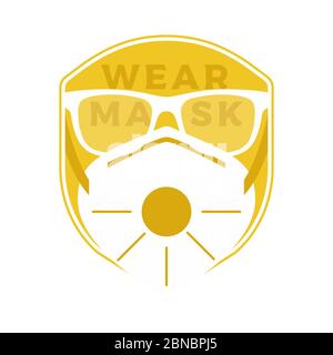 Badge di avvertenza coronavirus. Etichetta di sicurezza Covid-2019 - mantenere la calma e lavarsi le mani. Scorte Foto Stock