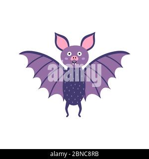 Carino pipistrello. Carino personaggio vampiro bat in stile infantile Illustrazione Vettoriale