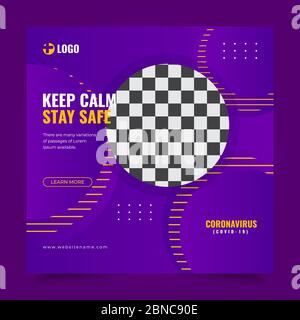 Corona Social Media Post Banner Design Template, banner di storie mediche sulla salute, modello vettore banner social media, banner web medico Foto Stock