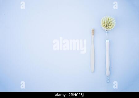 Eco spazzola consumo sostenibile cura del corpo sisal riciclare bambù Foto Stock