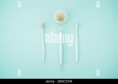 Eco spazzola consumo sostenibile cura del corpo sisal riciclare bambù Foto Stock