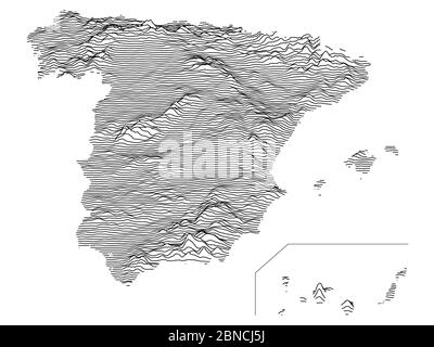 Light Topographic Relief Map of Spain Foto Stock