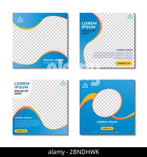 Modello di post social media aziendale modificabile. Banner Web promozionale e vendita elegante. Design dell'opuscolo con tema blu. Helathcare e Medical Illustrazione Vettoriale