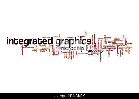 Concetto di cloud grafico integrato su sfondo bianco Foto Stock