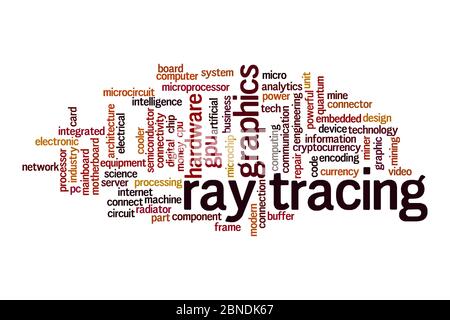 Concetto di cloud di ray tracing su sfondo bianco Foto Stock