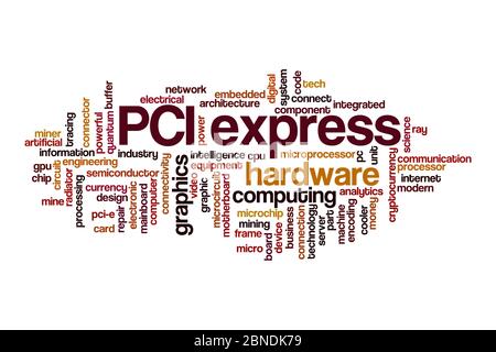 Concetto di cloud PCI express su sfondo bianco Foto Stock