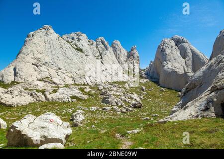 Tulove grede rocce sulla montagna Velebit, Croazia Foto Stock