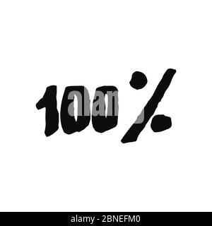 scritta eco cartoon al 100% isolata su sfondo bianco. Illustrazione del segno vettoriale in stile doodle. Stile di vita sano ed ecologico. Naturale, vege Illustrazione Vettoriale