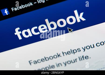 Sankt-Petersburg, Russia, 11 maggio 2020: Icona dell'applicazione della homepage Facebook nella schermata di Apple iMaс. Icona dell'app Facebook. Icona dei social media. Sociale Foto Stock