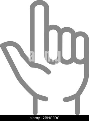 Icona con due dita sulla linea in alto. Direzione di puntamento, simbolo dei gesti della mano della pistola Illustrazione Vettoriale