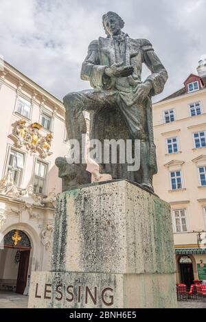 Gotthold Ephraim Lessing Monument.at Judenplatz a Vienna Foto Stock