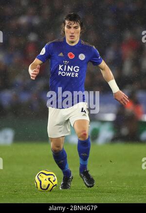 Il Leicester City's Caglar Soyuncu durante il match di Premier League al King Power Stadium, Leicester. Foto Stock