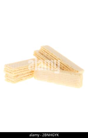 Wafer bastoni con crema di vaniglia isolato su sfondo bianco Foto Stock