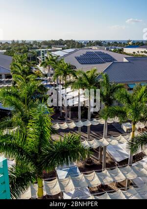 Camana Bay, vista elevata, George Town, Grand Cayman, Isole Cayman Foto Stock