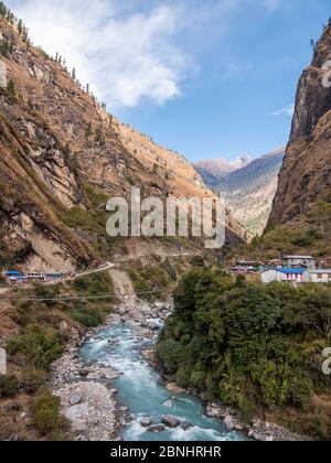 Foto verticale aerea di Annapurna Himalaya, Nepal Foto Stock