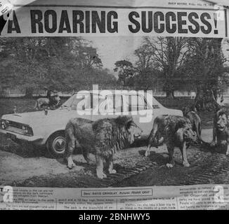 Tagli di giornale da quando il parco safari di Blair Drummond a Stirling ha aperto per la prima volta mentre il parco celebra il suo 50 ° anniversario. Foto Stock