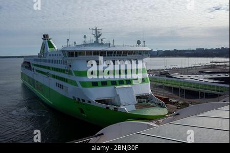 23 aprile 2019, Tallinn, Estonia. Traghetto ad alta velocità per passeggeri e auto della nave estone riguarda Tallink Star nel porto di Tallinn. Foto Stock
