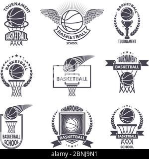 Etichette sportive per club di basket. Badge vettoriali per campioni Illustrazione Vettoriale