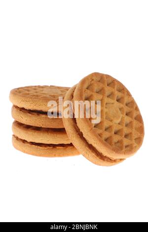 Biscotti al cioccolato isolati su sfondo bianco. Biscotti dolci. Pasticceria fatta in casa. Foto Stock