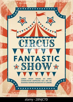 Poster retrò. Invito per spettacolo di magia circo Illustrazione Vettoriale